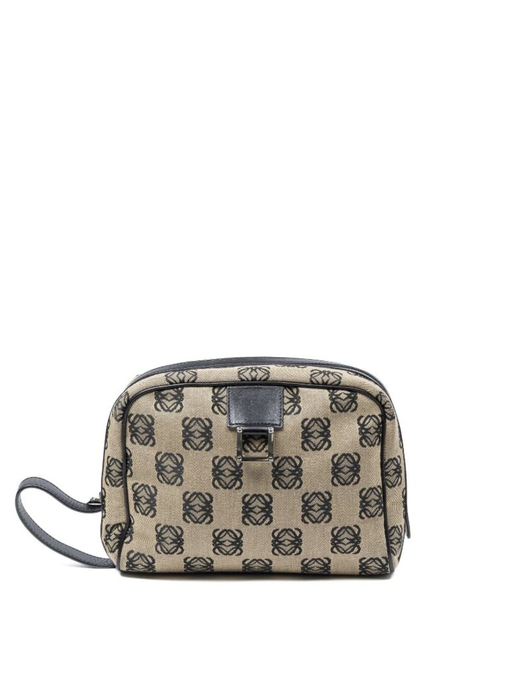 Loewe Anagram Toiletries Pouch Black Beige Printed Canvas